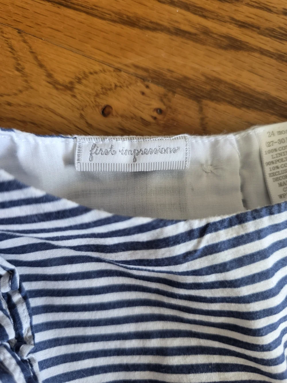 Girls' Navy and White Striped Bow-Accent Dress